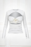 Floral-appliqué ruched top