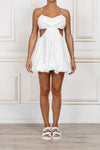 EMBROIDERED CUT OUT Mini Dress in White