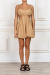 EMBROIDERED CUT OUT Mini Dress in Beige