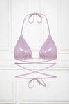 Wraparound Triangle Bikini Top in Pink Metallic