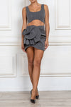 Rose Detail Mini Skirt in grey