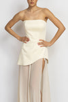 Asymetric bustier top in butter yellow