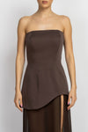 Asymetric bustier top in chocolate brown