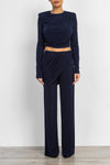 Draped crop top in navy