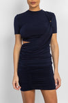Asymmetric ladies t-shirt in navy