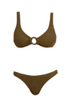 Ibiza Green crinkle ring detail bikini set