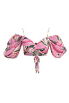 Dominicana wrap around front tie puff sleeve top