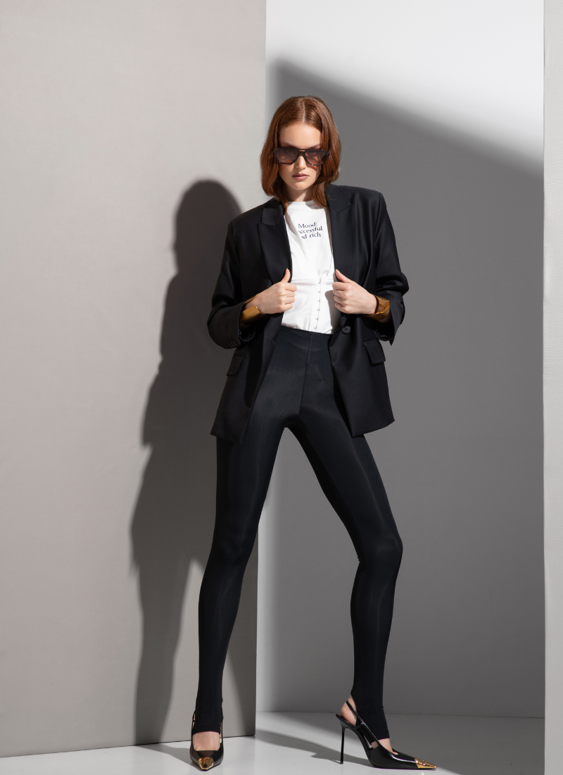 Black Lycra Stirrup Leggings