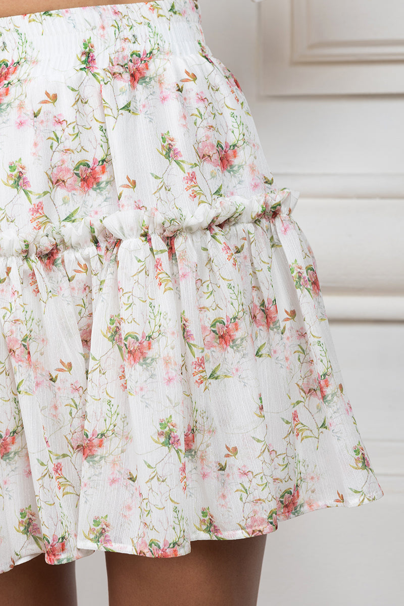 Chiffon skirt with spring flowers