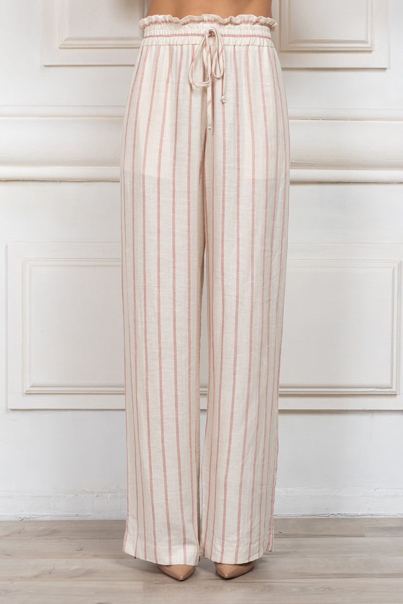Long striped linen trousers