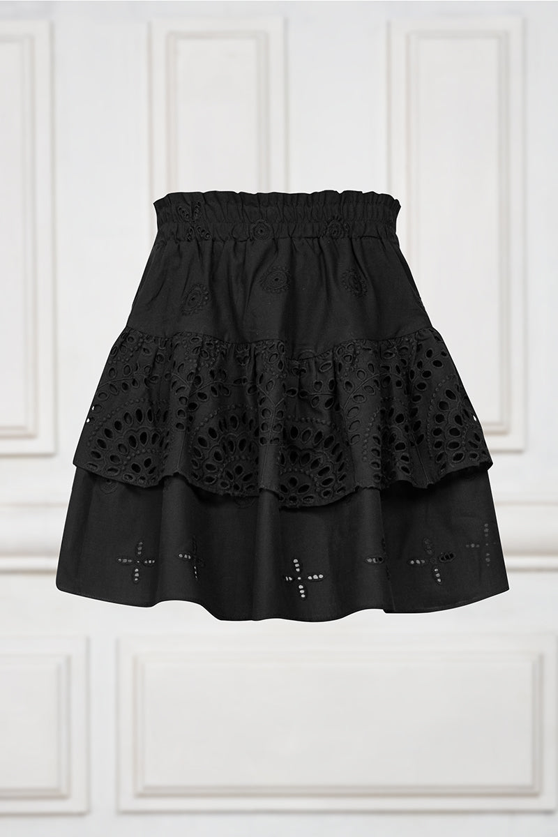 Black skirt with English embroidery
