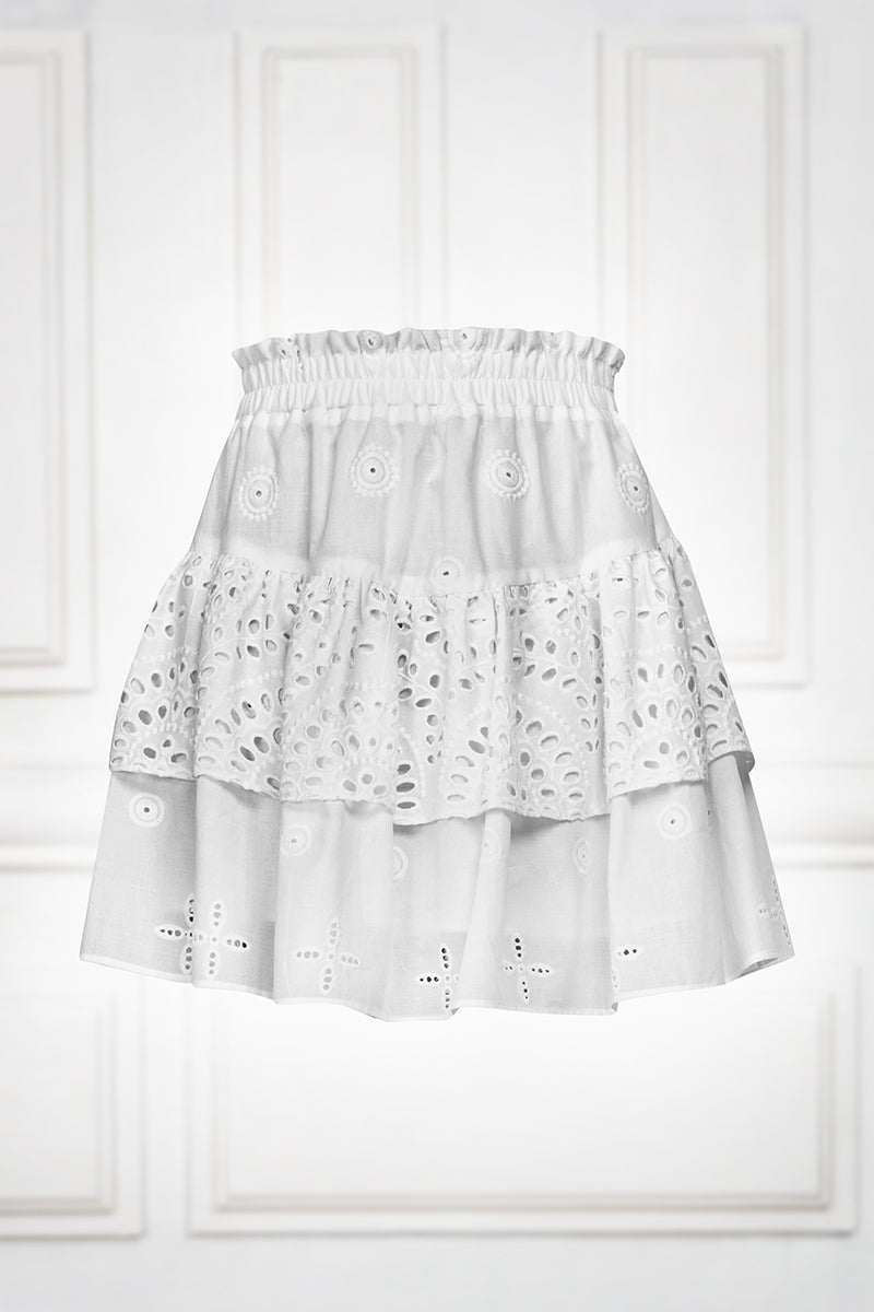 White skirt with English embroidery