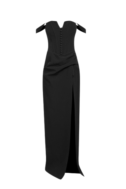 Maxi High Slit corset dress in black