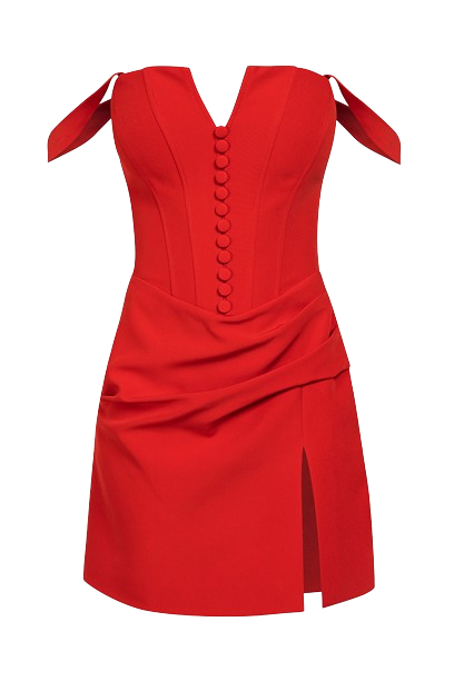 Mini draped corset dress in red