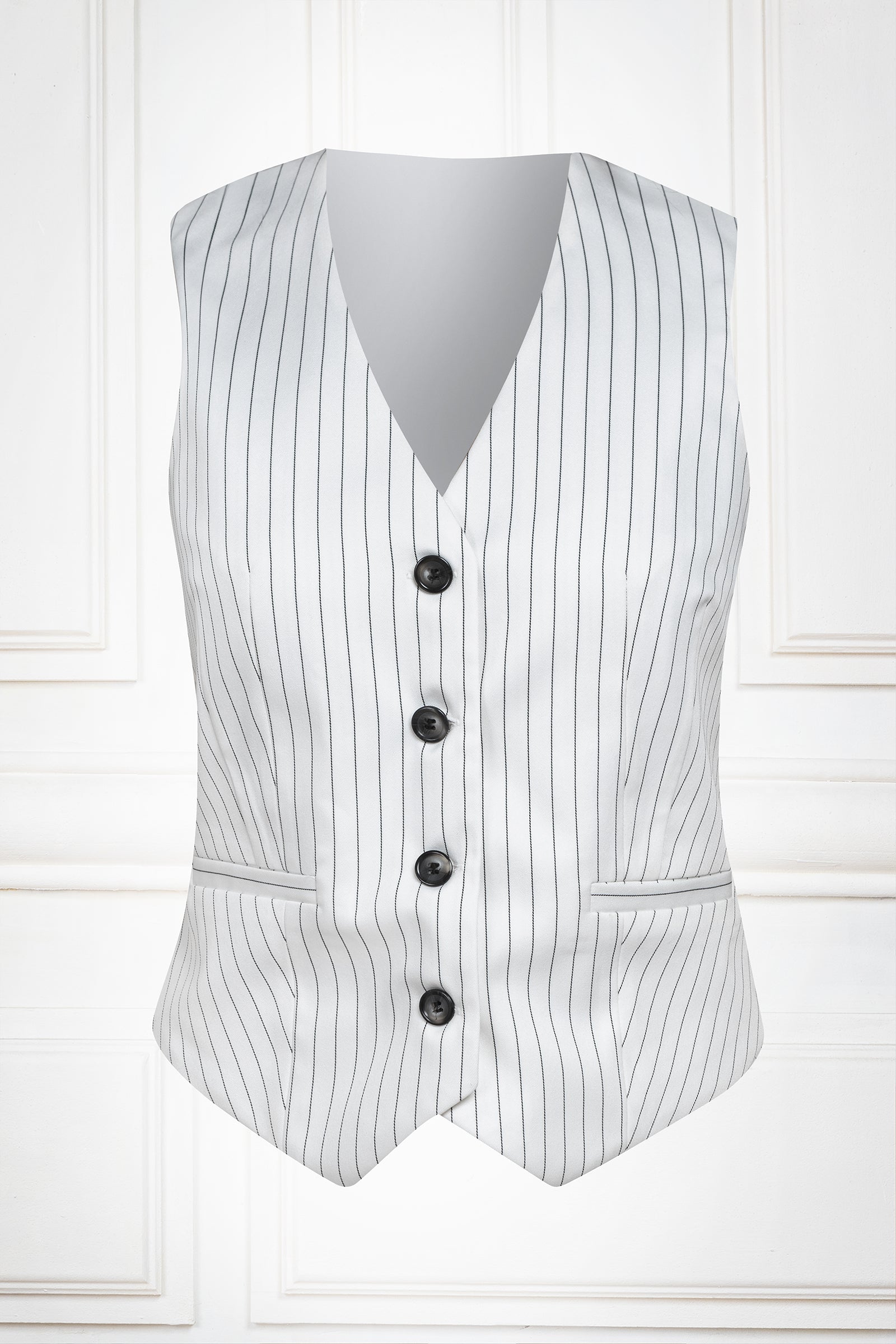 Woman's pinstripe vest in white