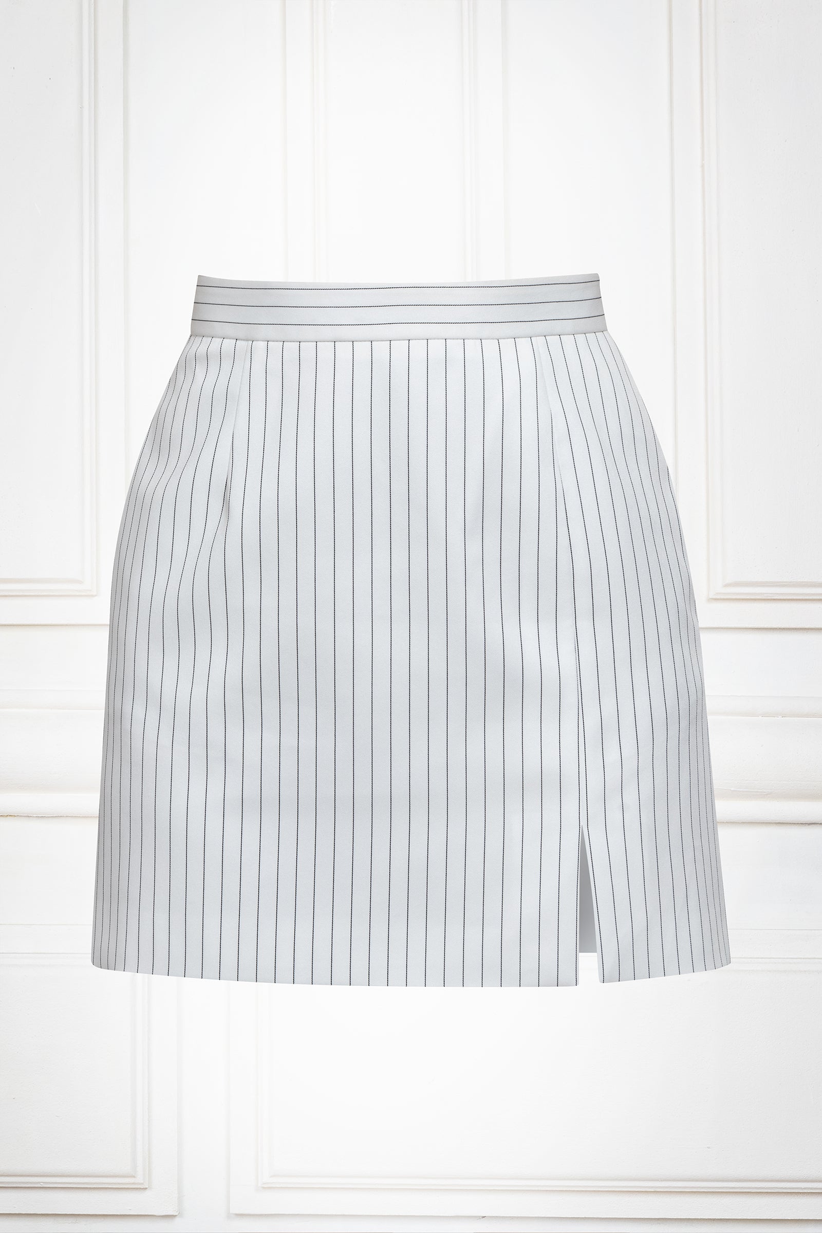 Pinstripe mini skirt in white