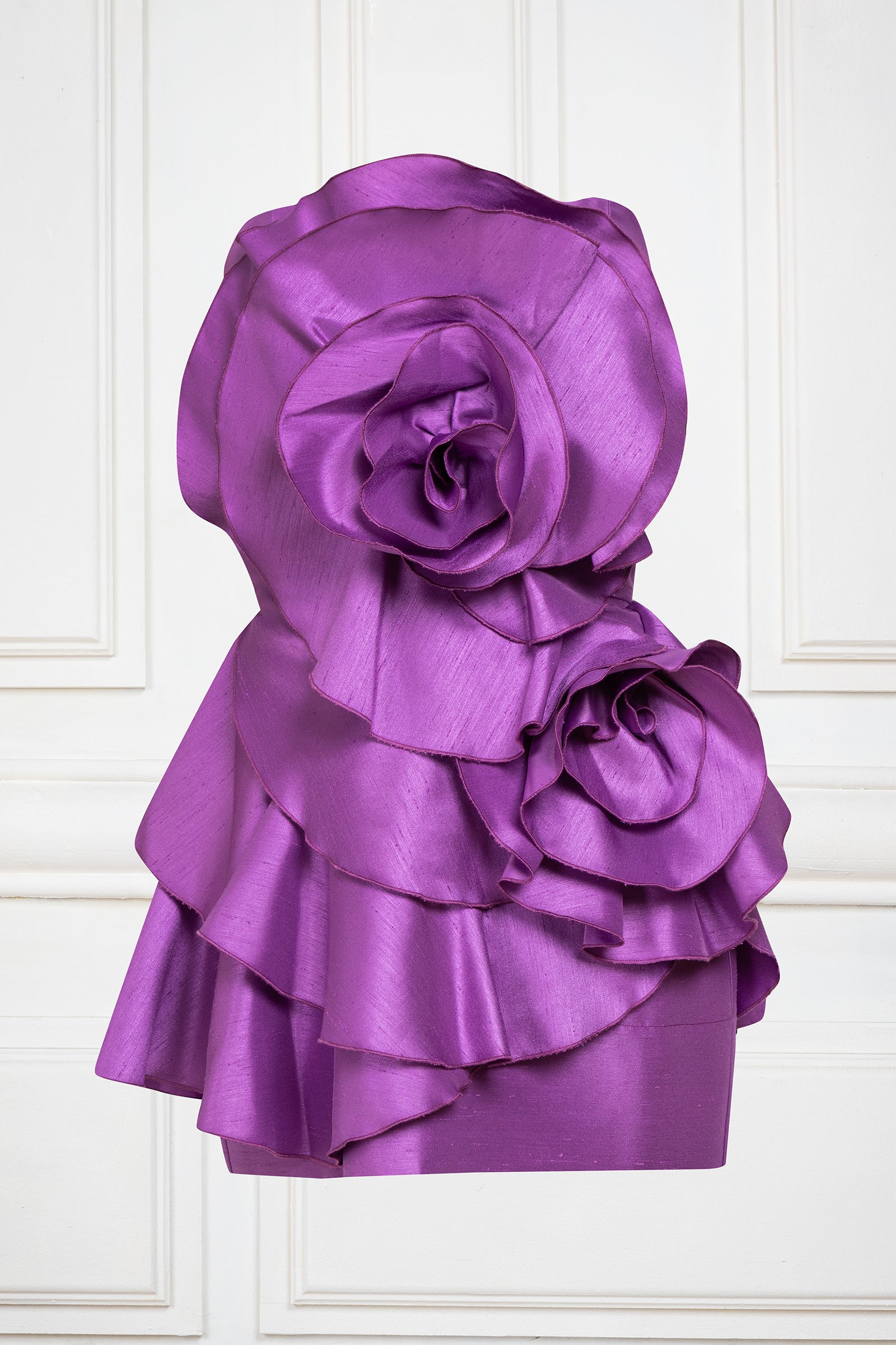 Rose Applique Mini Dress in Purple