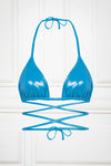 Wraparound Triangle Bikini Top in Blue Metallic