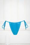 Tie Side Bikini Bottoms In Blue Metallic