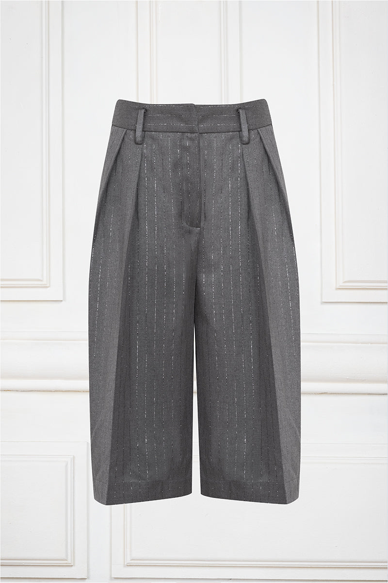 Pinstripe Wide Leg Cropped Trousers