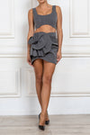 Rose Detail Mini Skirt in grey