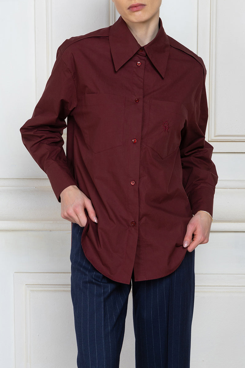 Oversize Poplin Shirt in burgundy