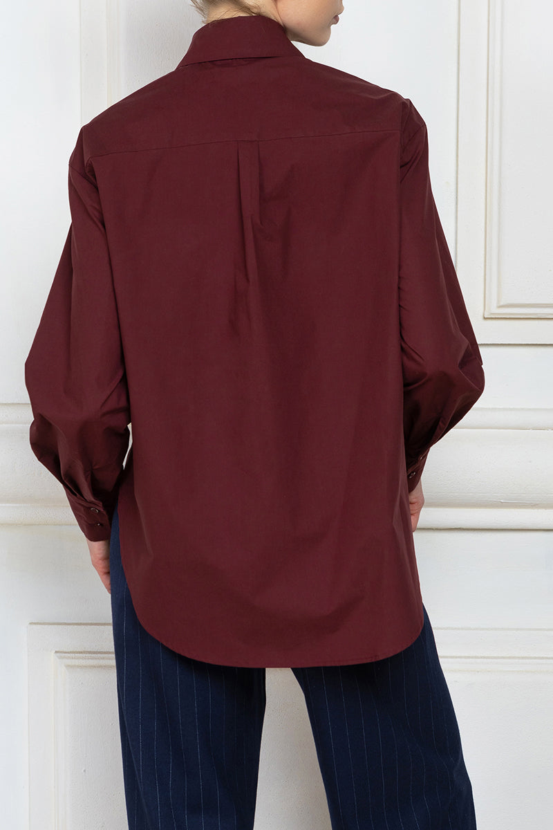 Oversize Poplin Shirt in burgundy