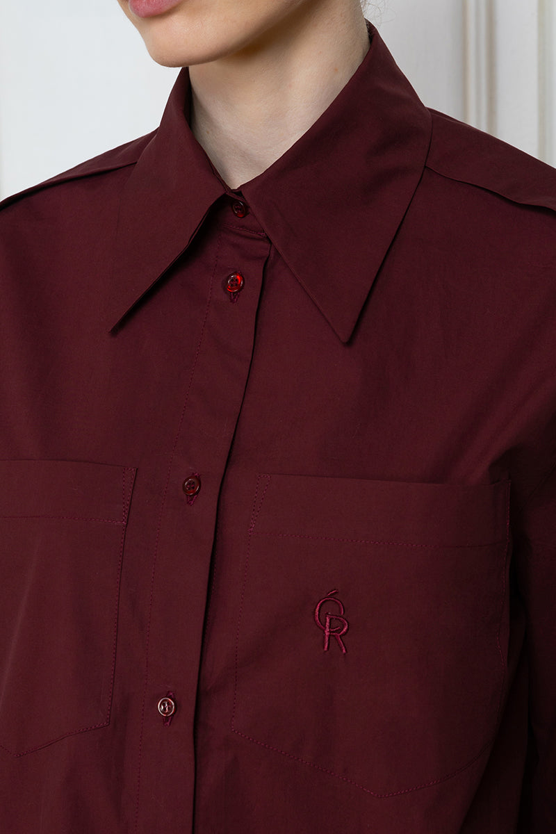 Oversize Poplin Shirt in burgundy