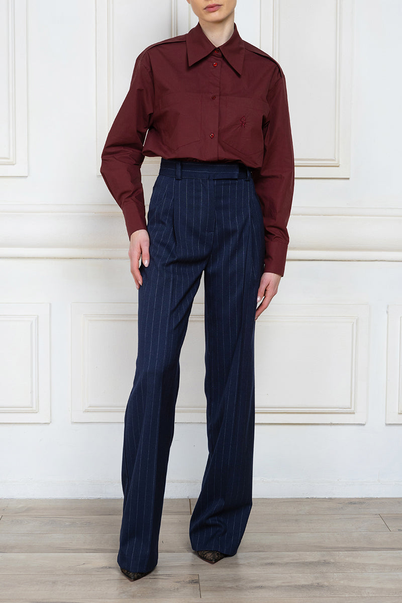Oversize Poplin Shirt in burgundy