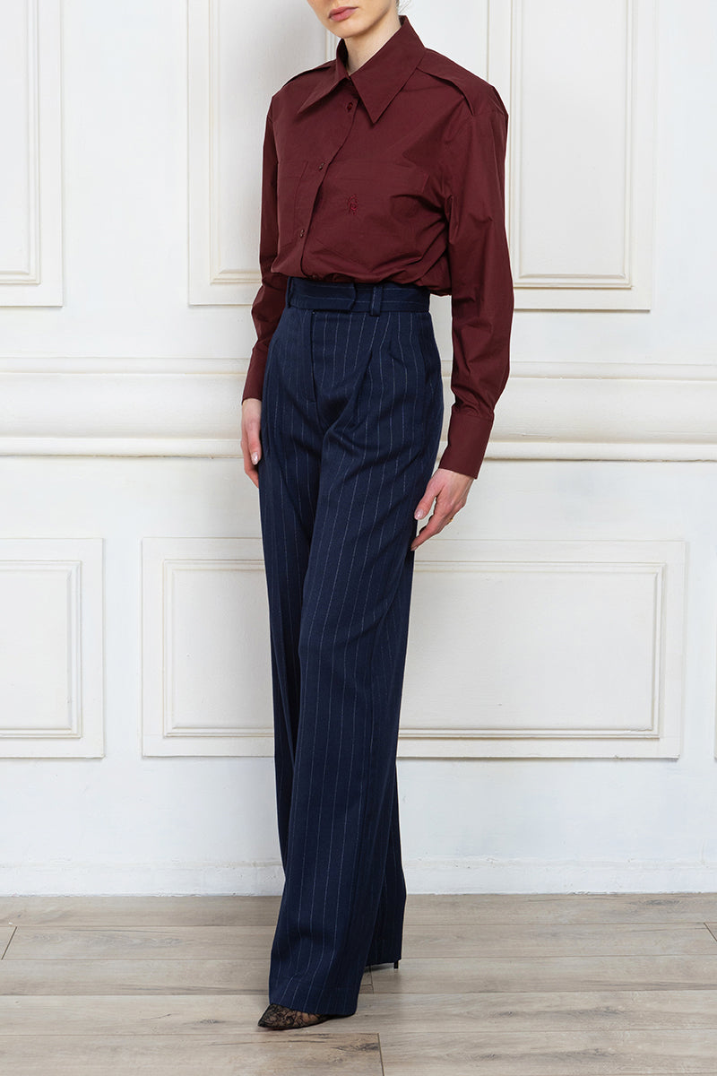 Oversize Poplin Shirt in burgundy