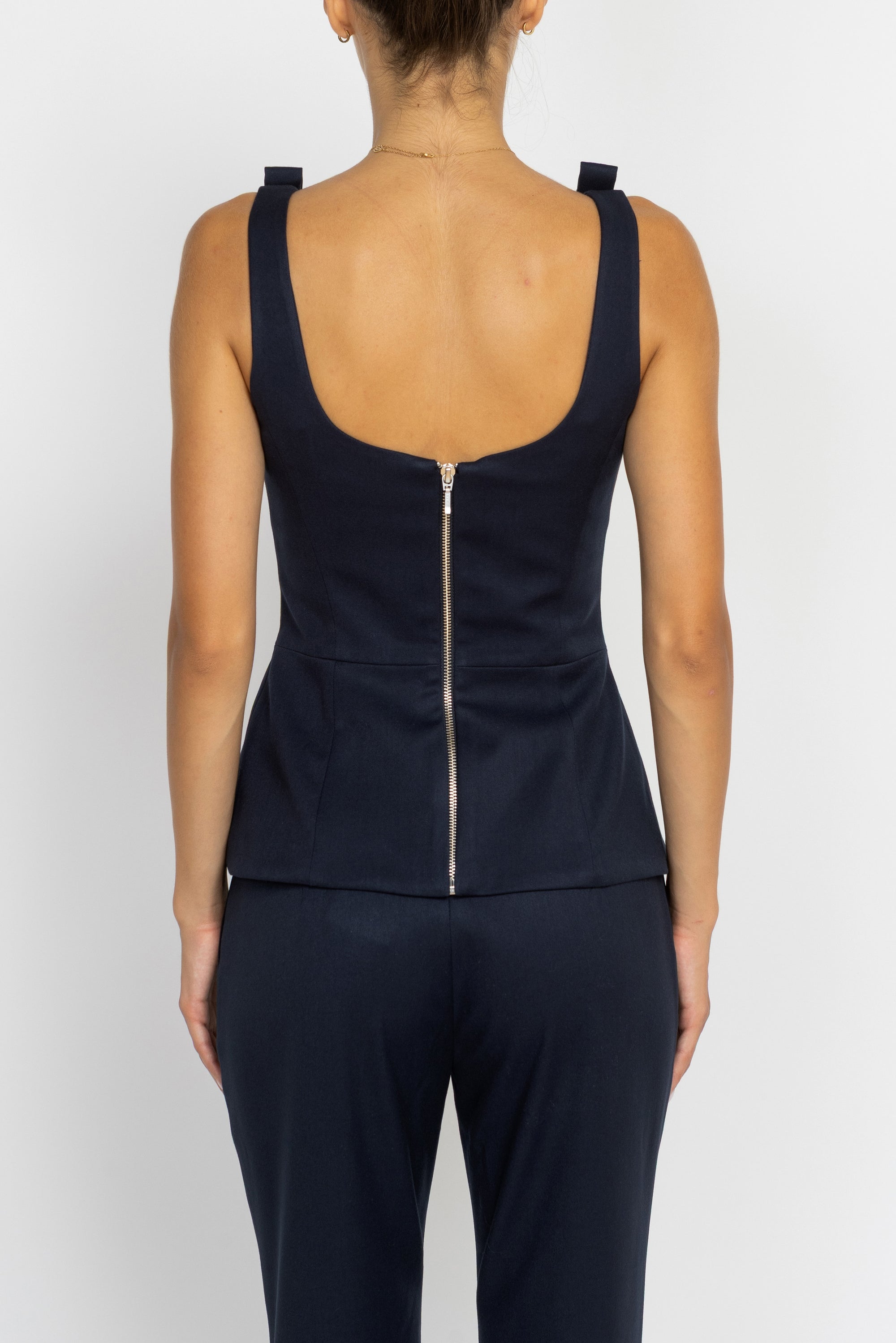 Square Neck Bow Detail Peplum Top