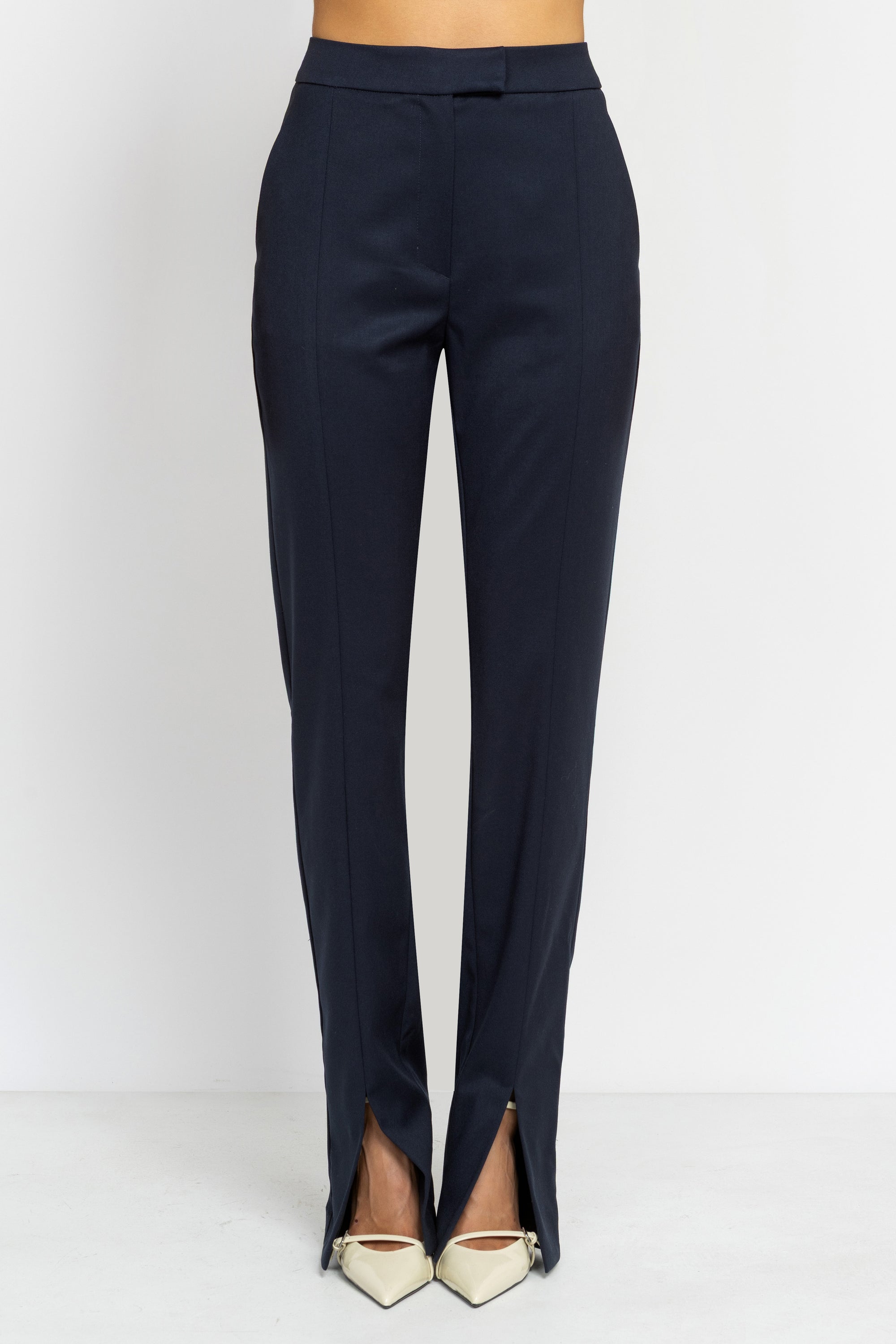 Slit Front Cigarette Pant In Navy blue