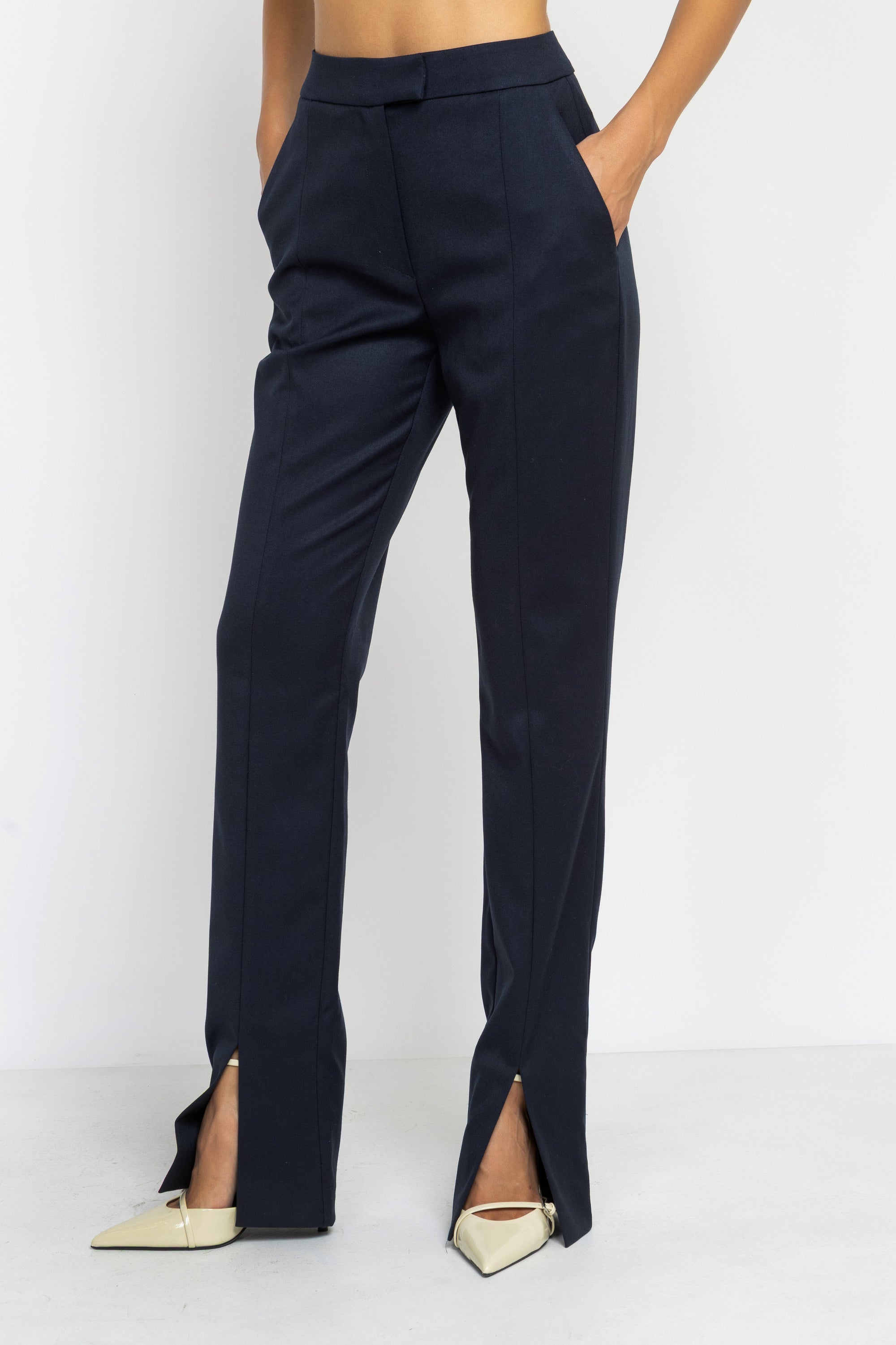 Slit Front Cigarette Pant In Navy blue