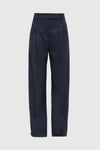 High Rise Wide Leg Viscose Pants in Navy Blue