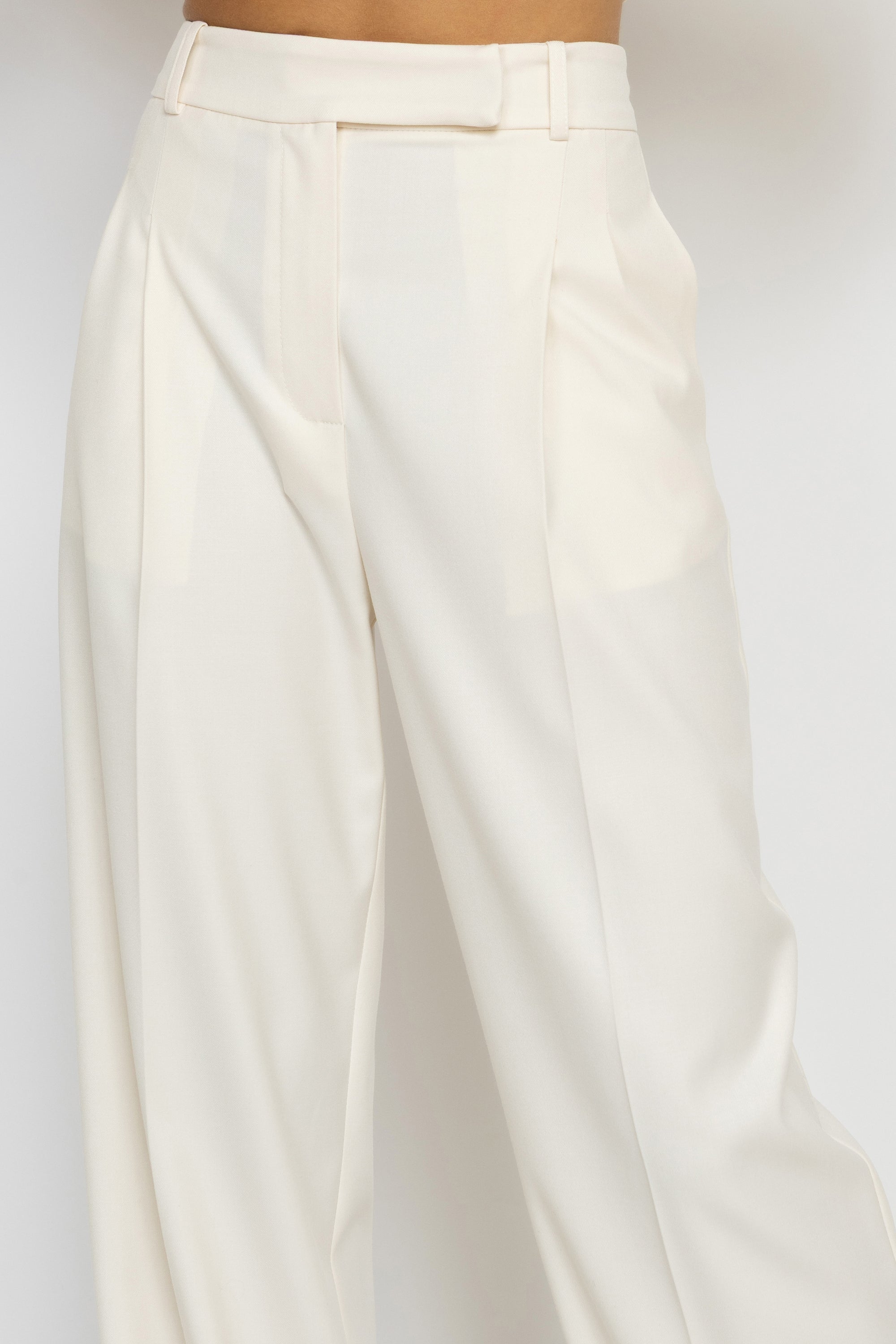 High Rise Wide Leg Viscose Pants in White