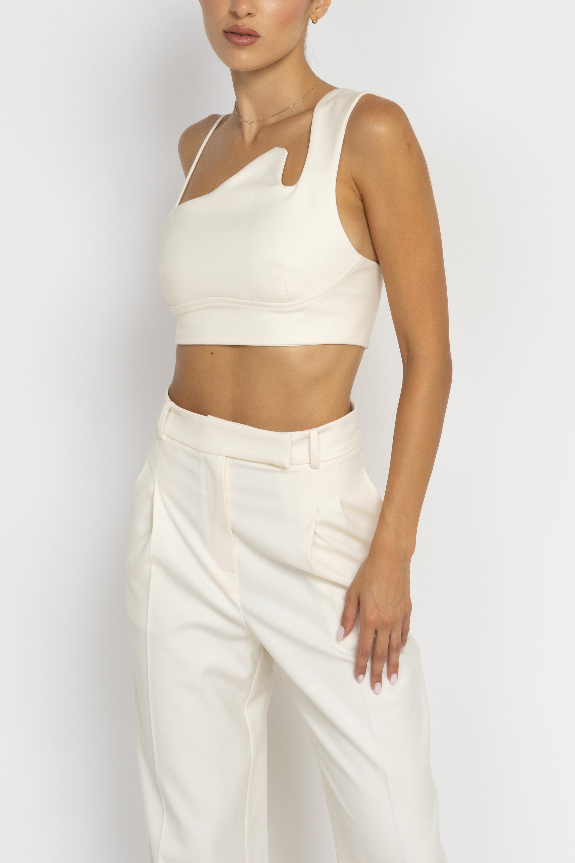 Asymmetric Scalloped Corset-Style Bustier