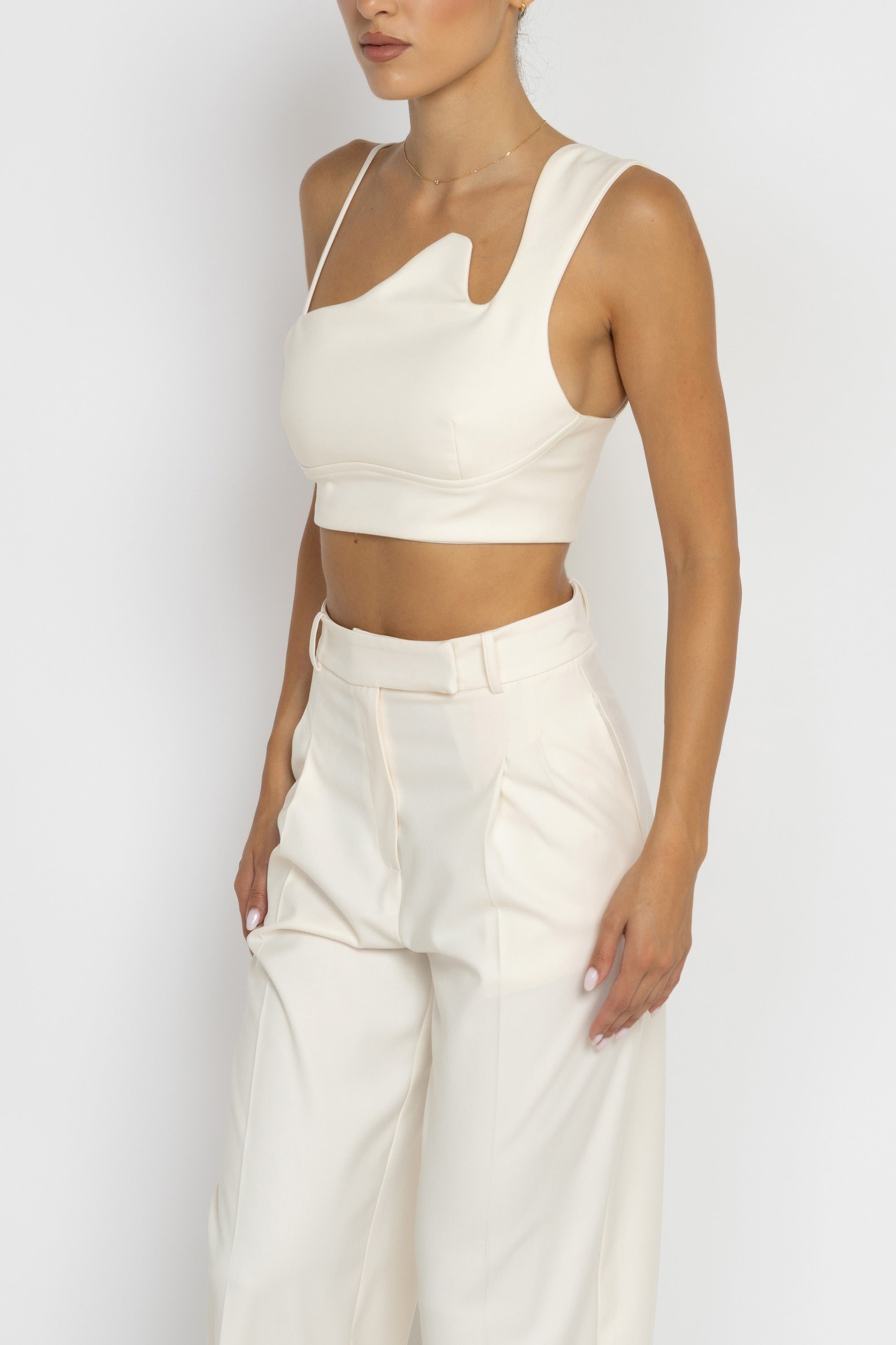 Asymmetric Scalloped Corset-Style Bustier