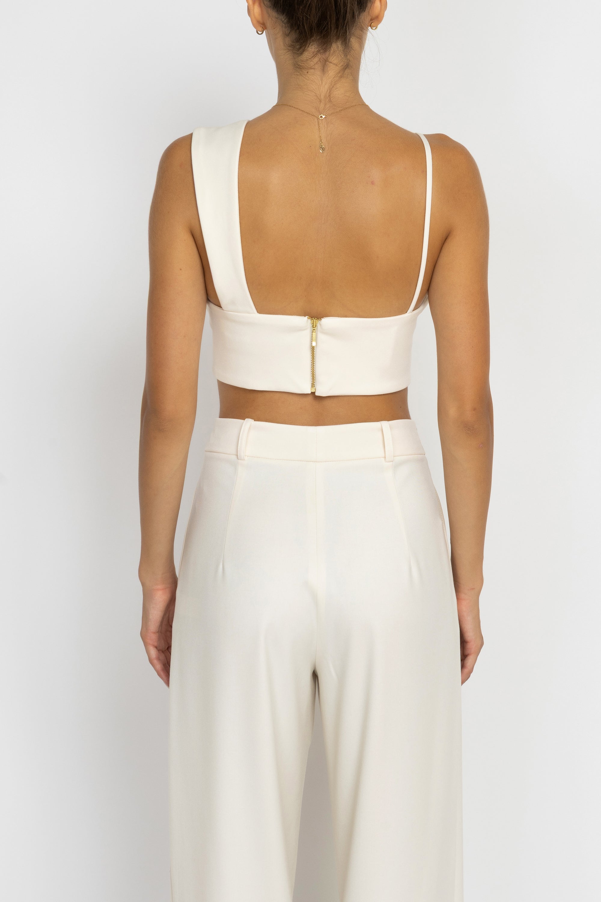 Asymmetric Scalloped Corset-Style Bustier