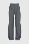 High-Waist Wide-Leg Side-Panel Pants in Grey
