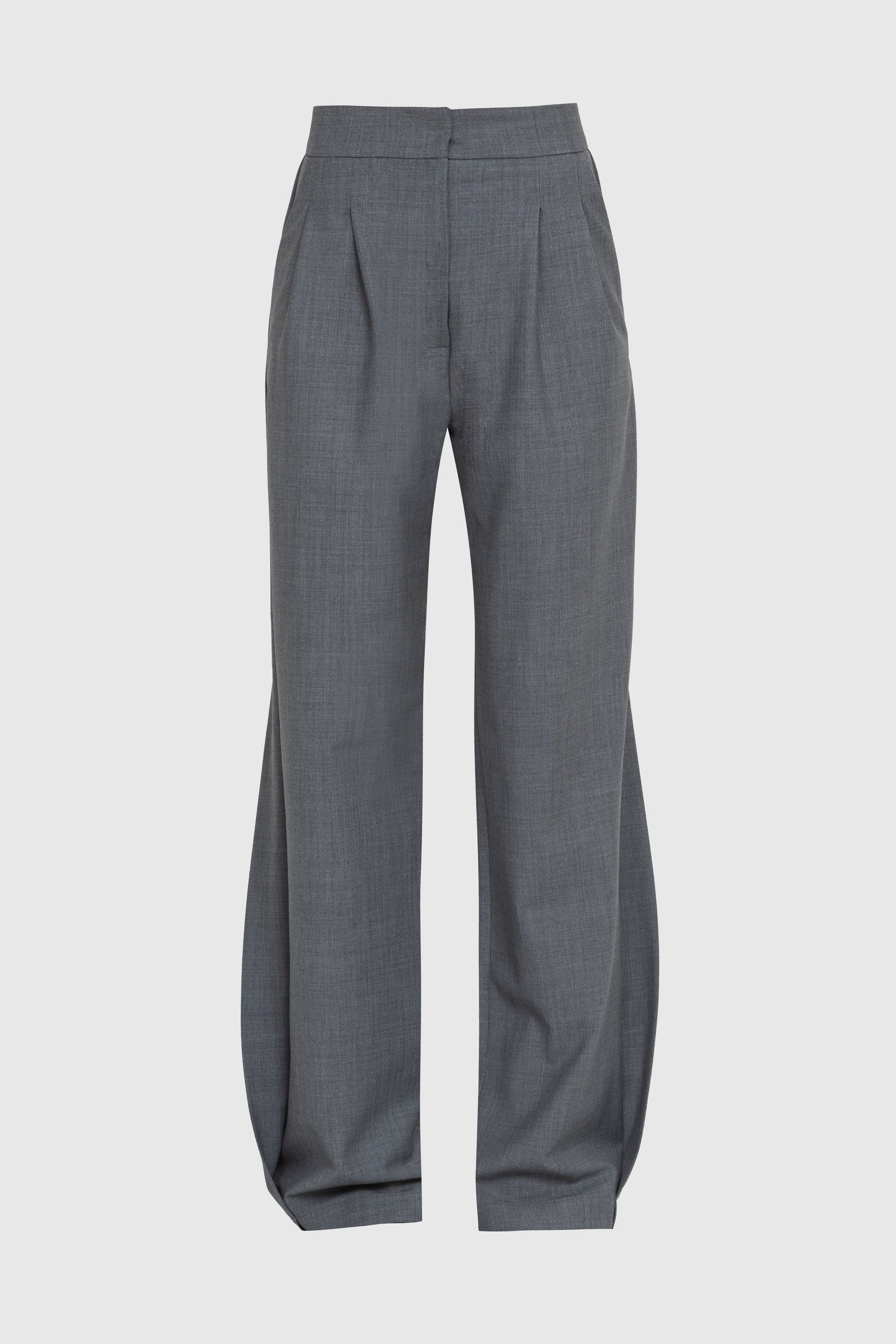High-Waist Wide-Leg Side-Panel Pants in Grey