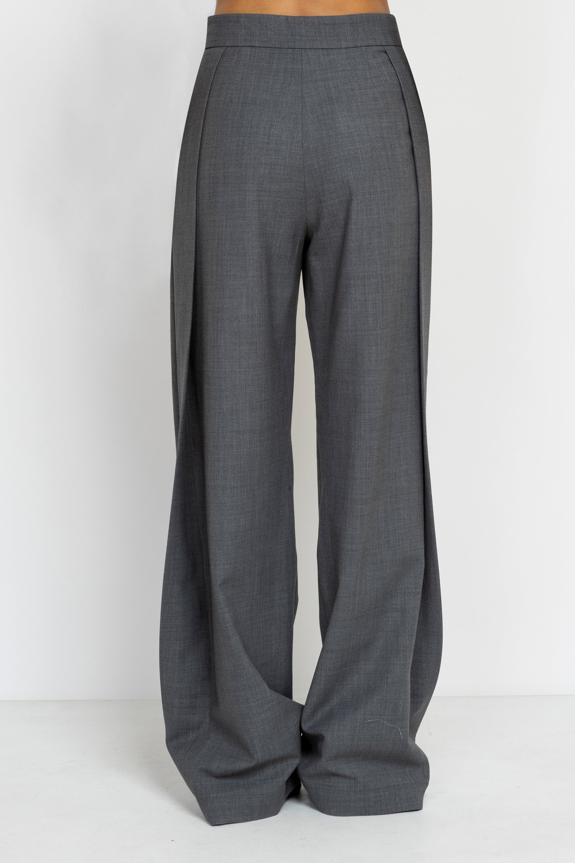High-Waist Wide-Leg Side-Panel Pants in Grey