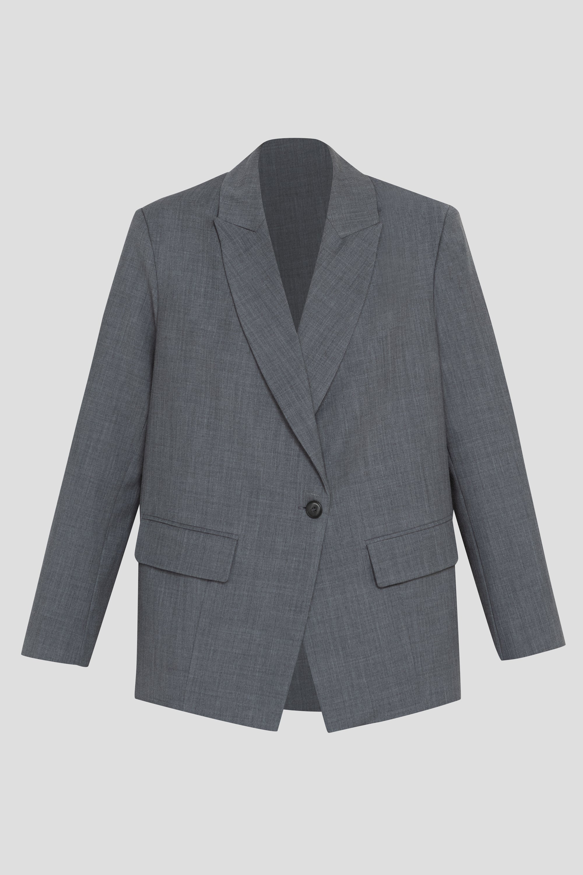 Tailored Grey Wool Longline Blazer