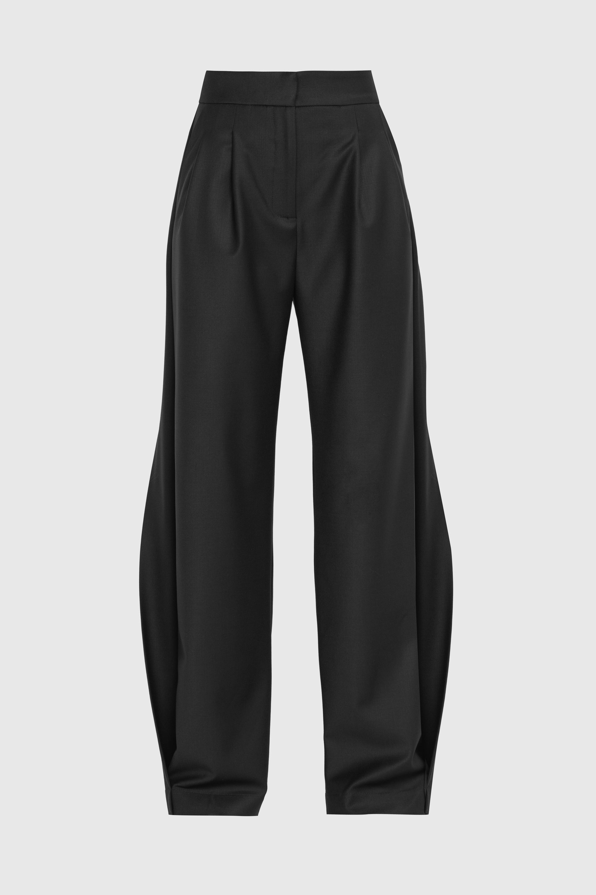 High-Waist Wide-Leg Side-Panel Pants in Black
