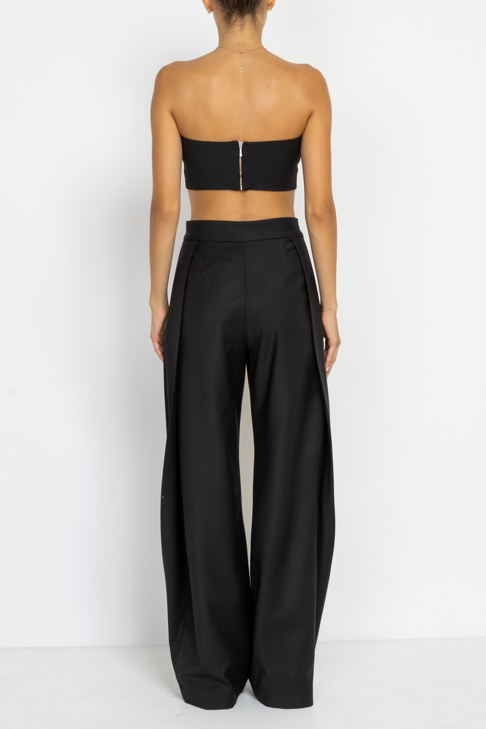 Black Crop Top in Wool Blend