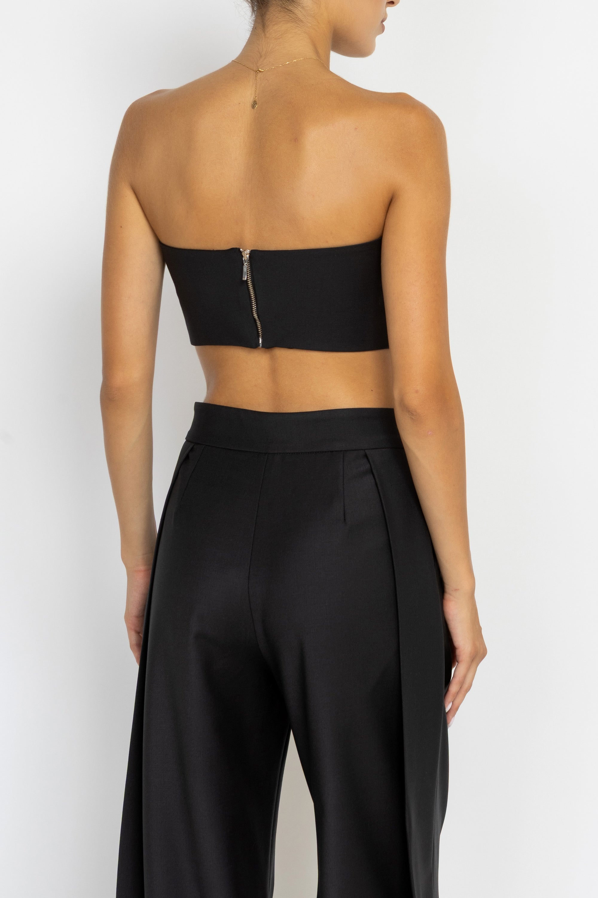 Black Crop Top in Wool Blend