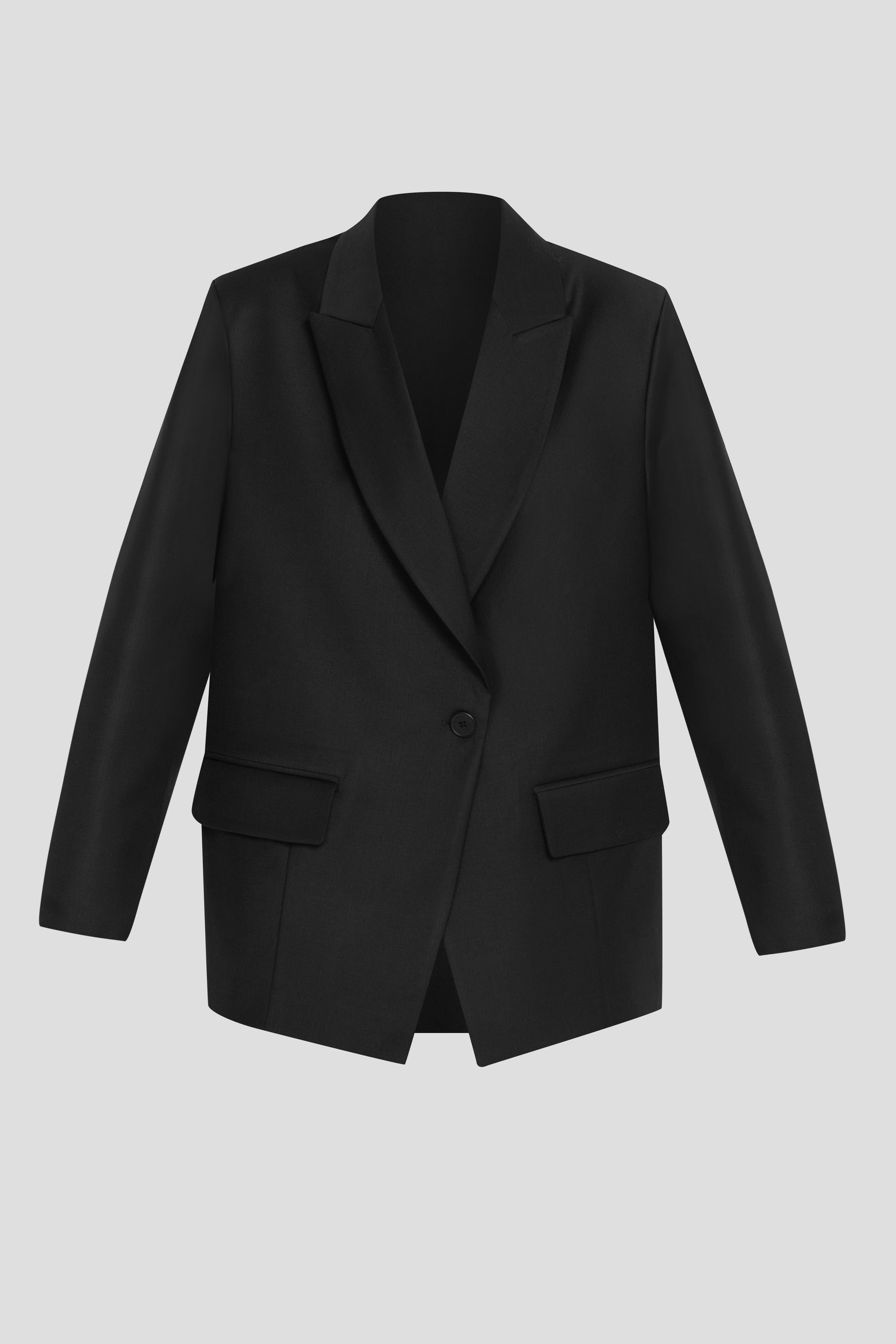 Tailored Black Wool Longline Blazer