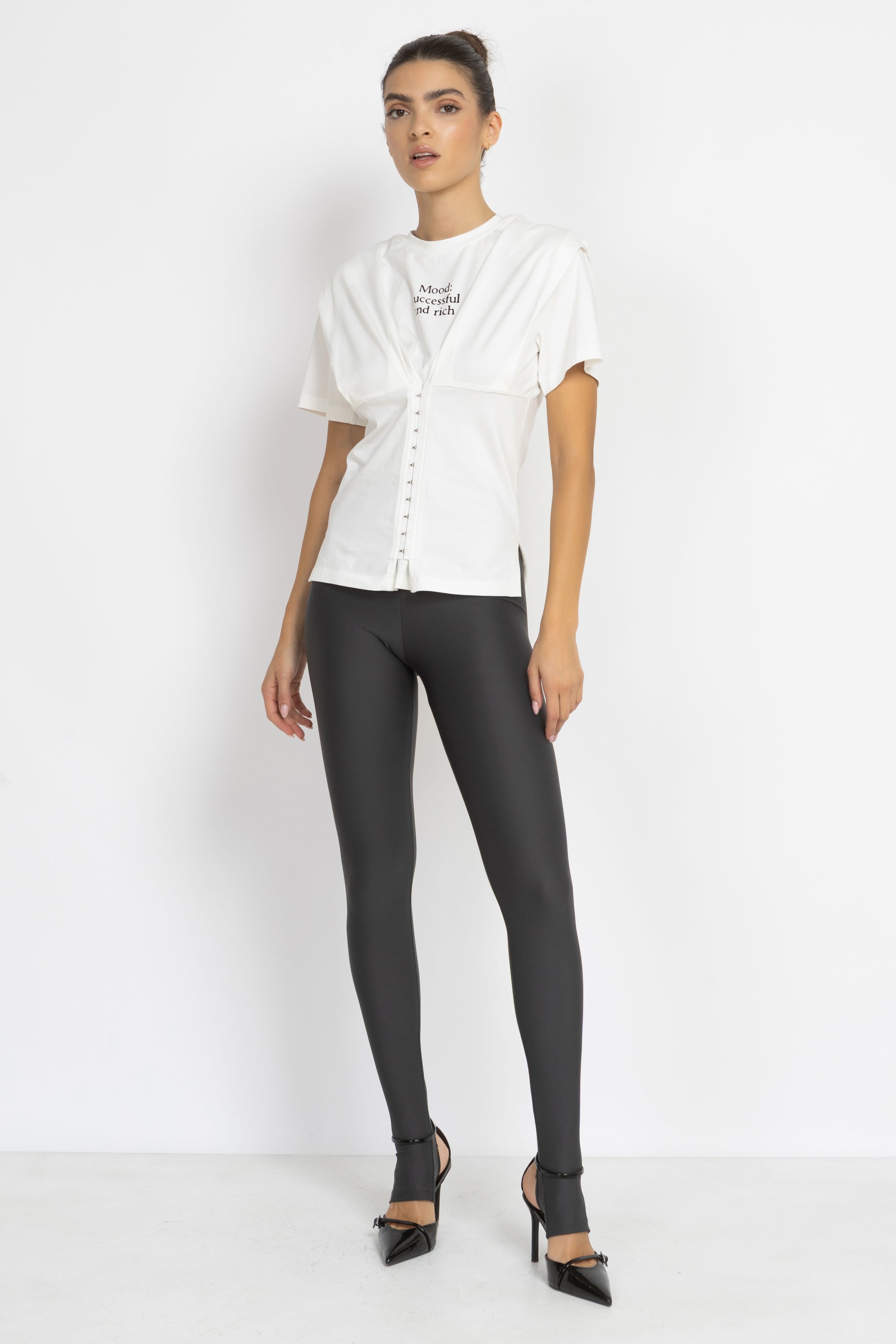 Gray Lycra Stirrup Leggings