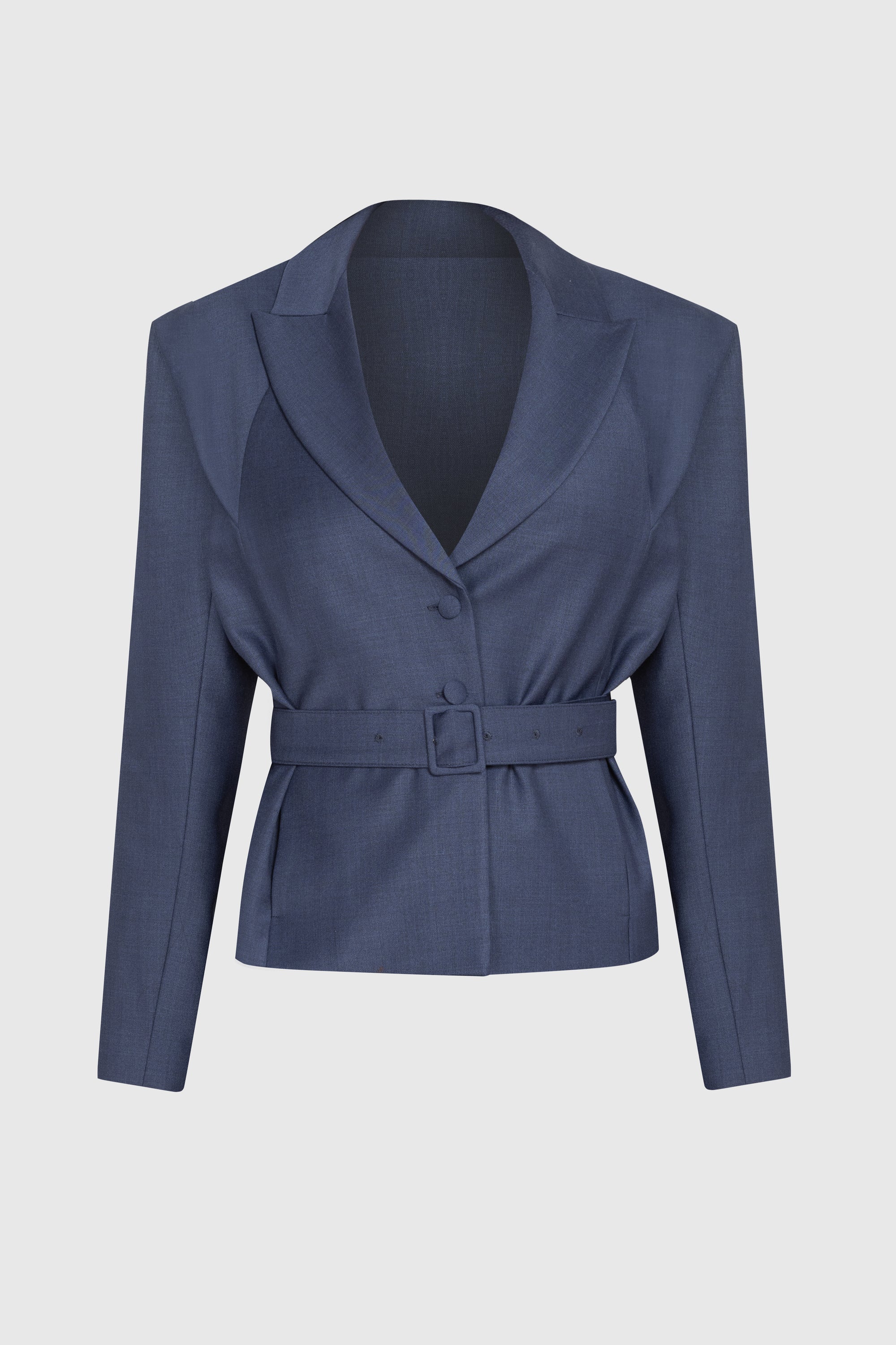 Wool Blazer with Waist Belt