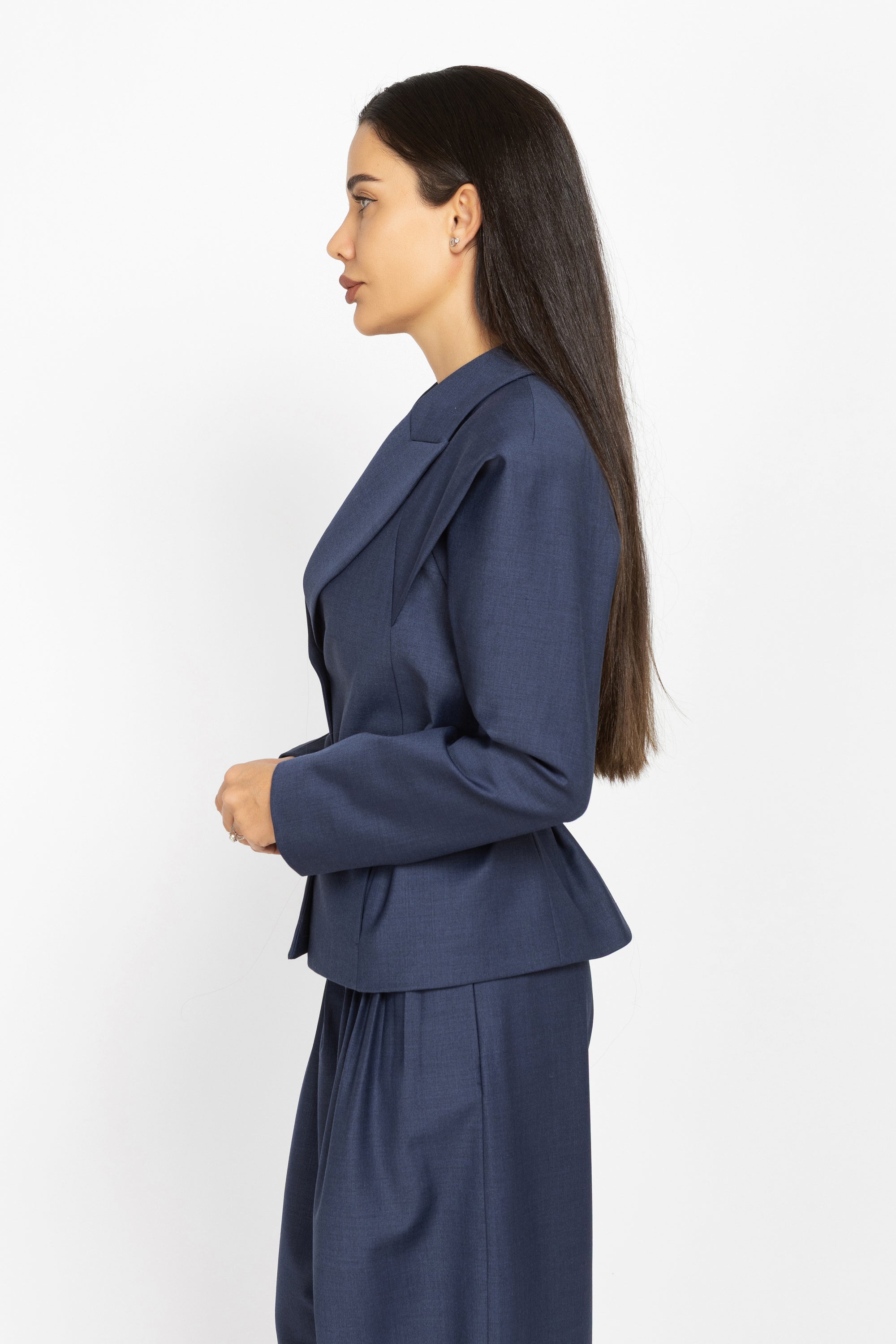 Wool Blazer with Waist Belt