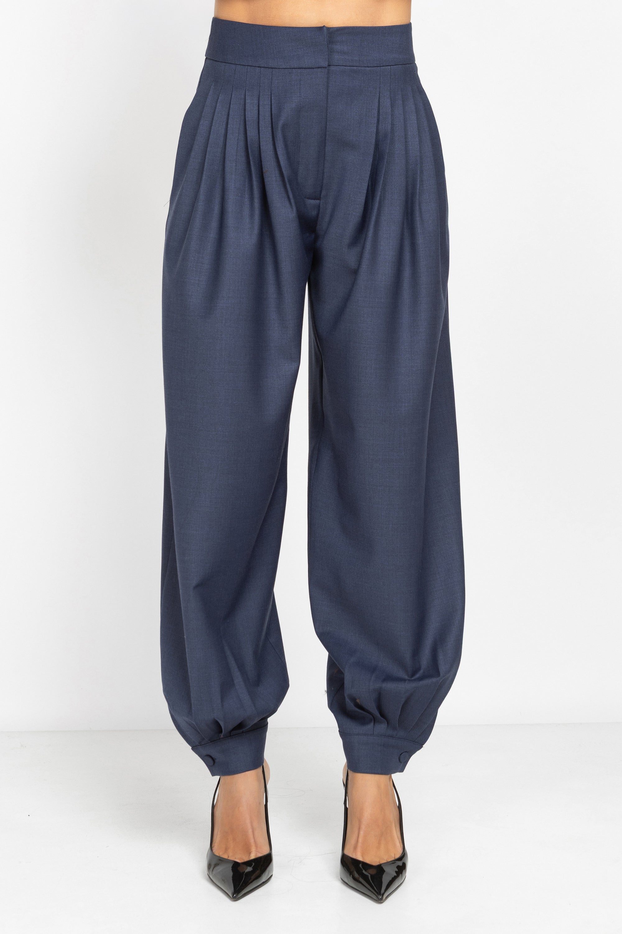 Wool Balloon Trousers with Pleats